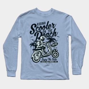 Riding Scooter On The Beach Long Sleeve T-Shirt
